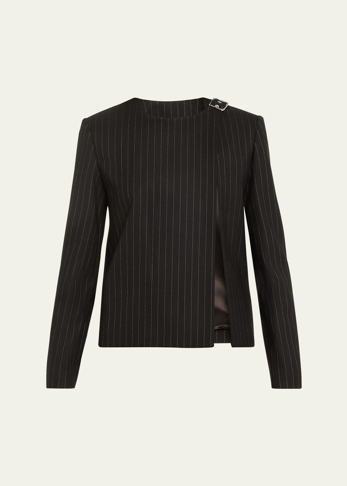 COURREGES 国内買付 BUCKLE TAILORED PINSTRIPE TOP courrèges Pinstripe Buckle Tailored Wool Jacket