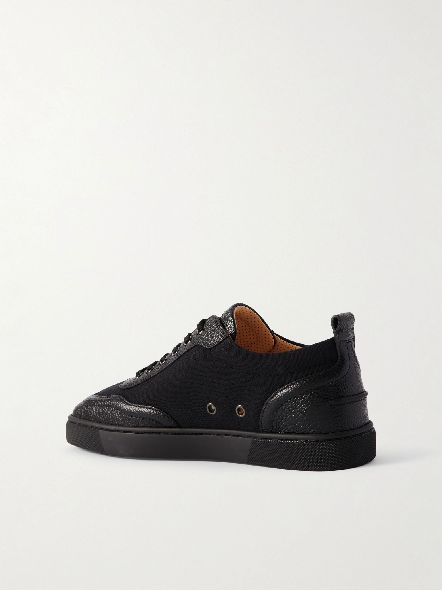 Retero Full-Grain Leather-Trimmed Canvas Sneakers Black - 4