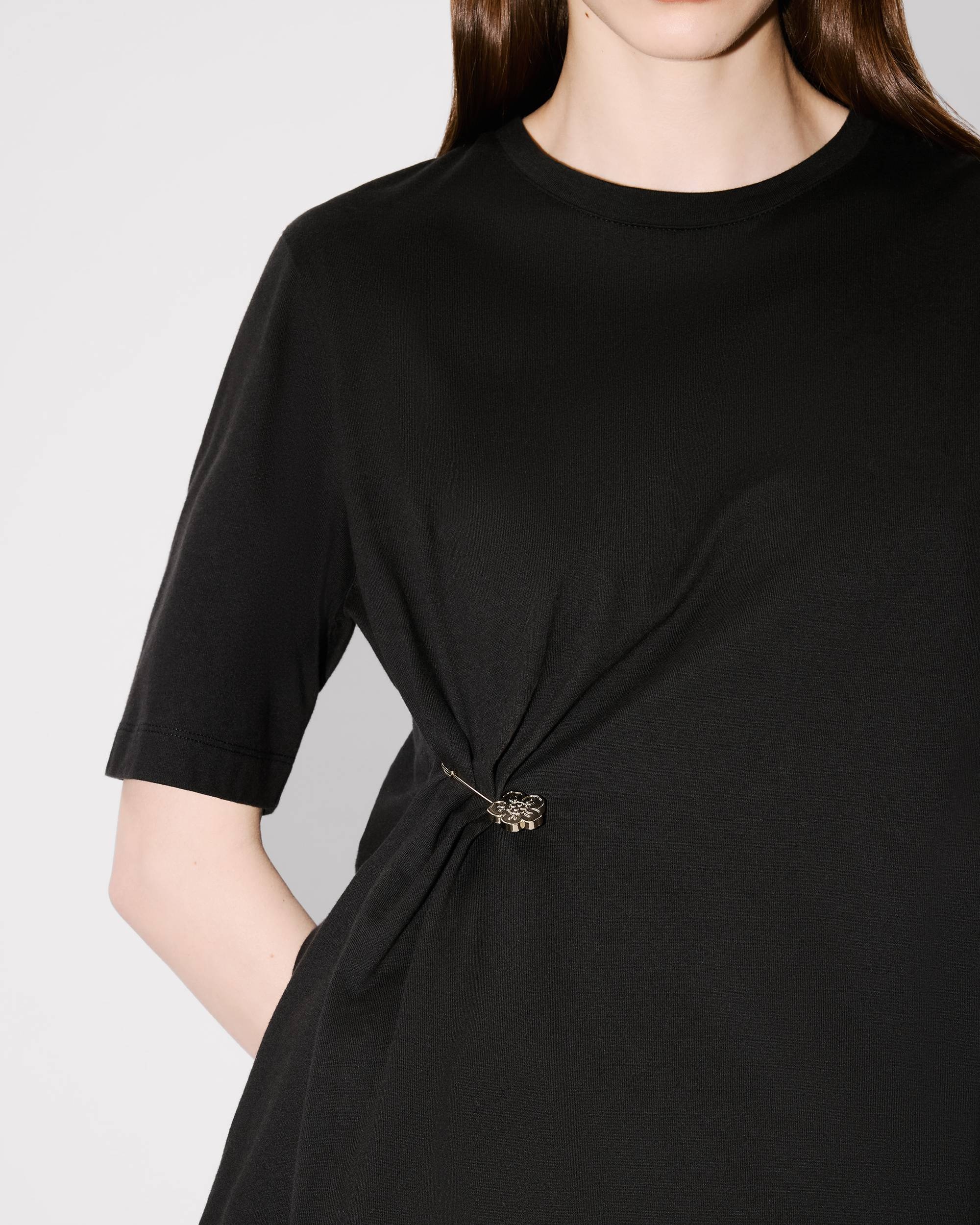 'Boke Flower' pin drap detail T-shirt in cotton - 6