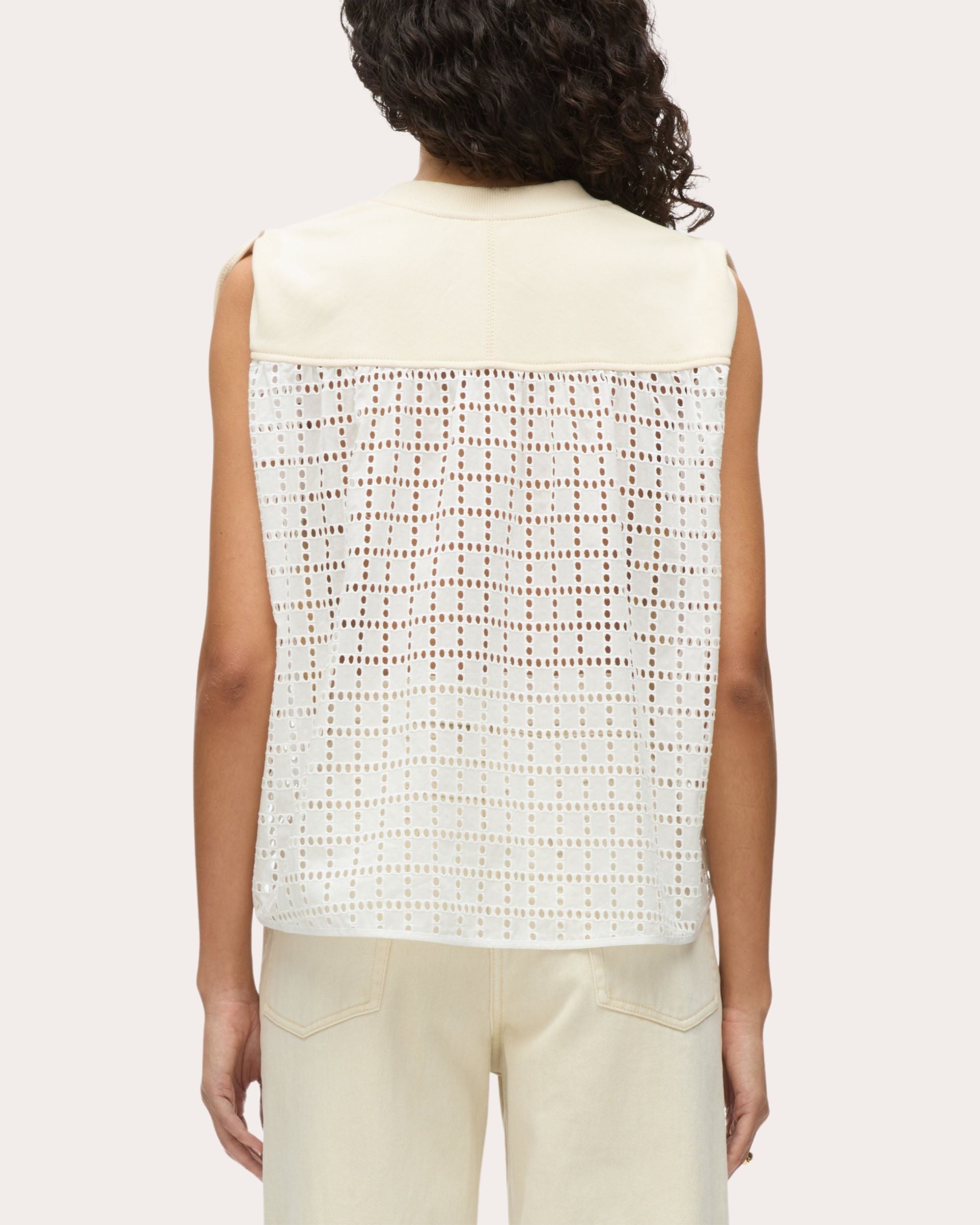 French Terry Broderie Anglaise Sleeveless Top - 2