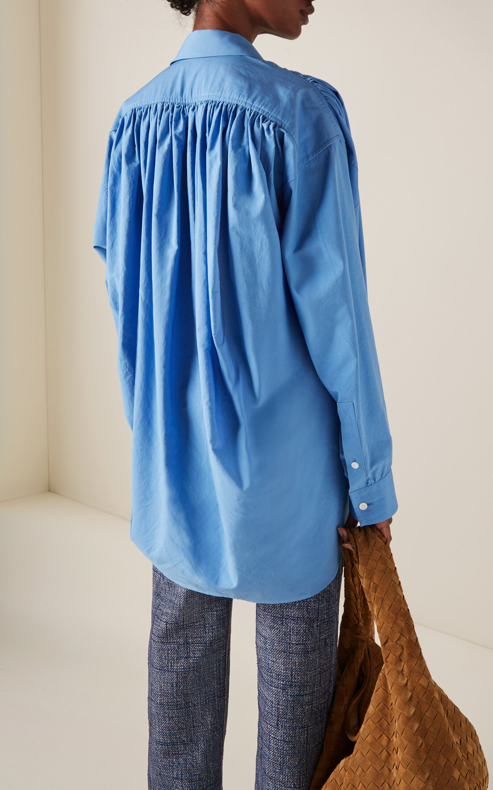 Oversized Cotton-Blend Shirt blue - 4