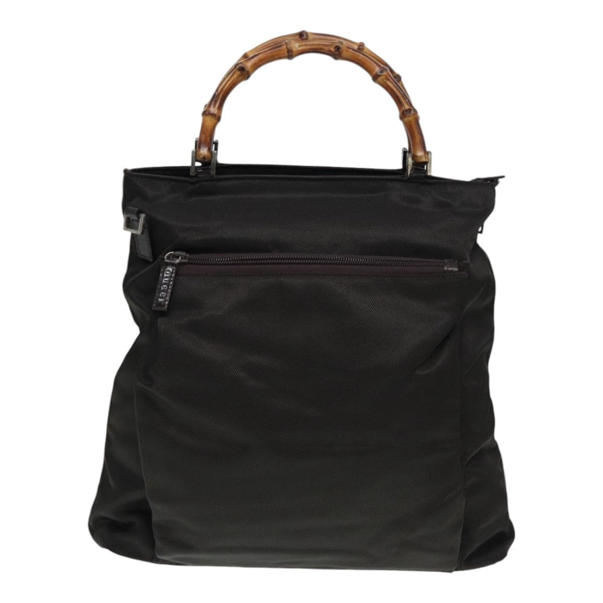 GUCCI Bamboo Hand Bag Nylon Khaki - 13