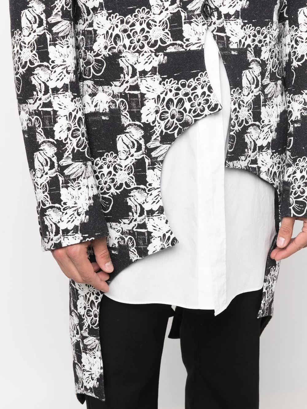 asymmetric-hem printed jacket - 5