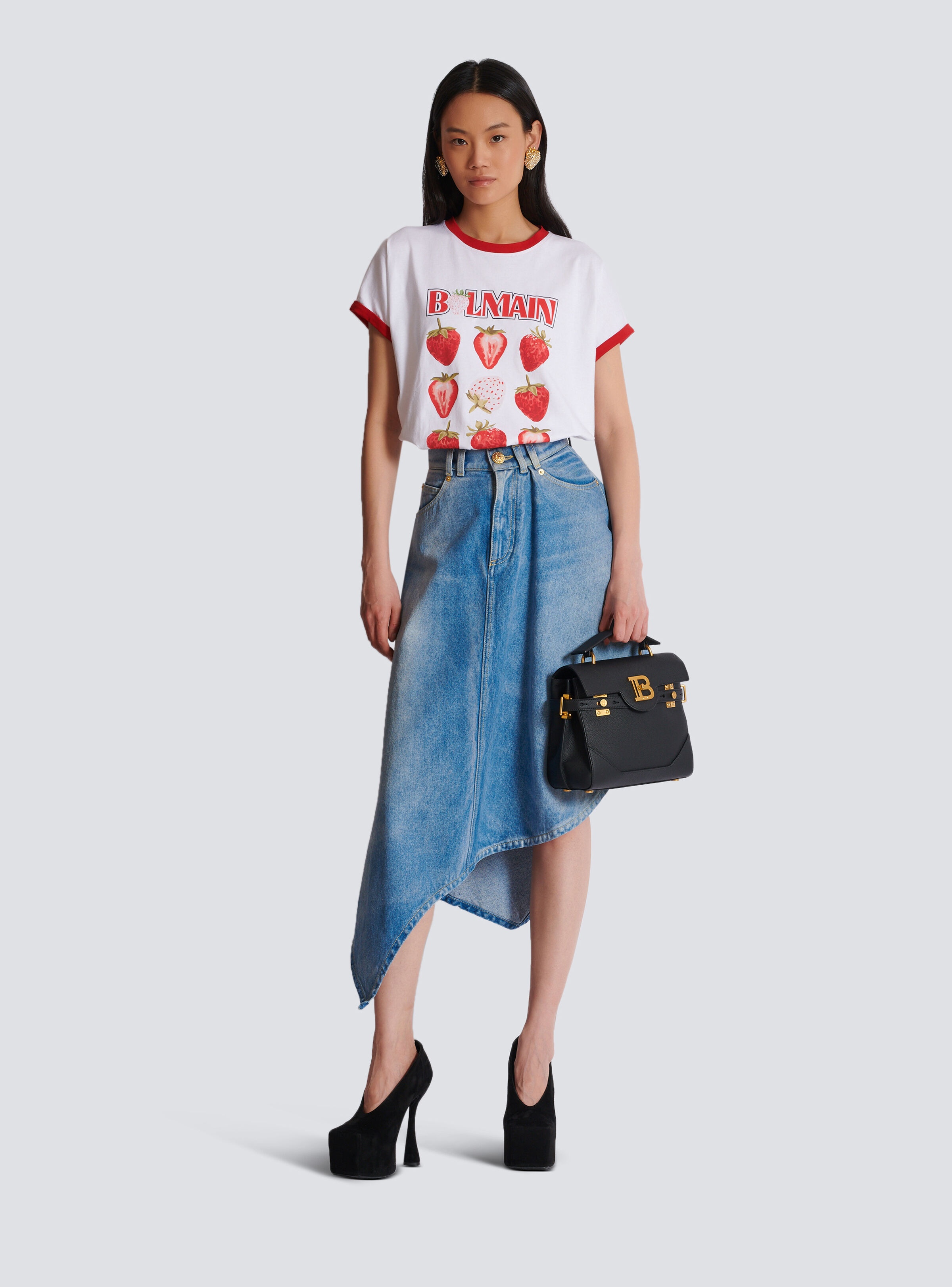 Two-tone T-shirt with Balmain Strawberry print - 2