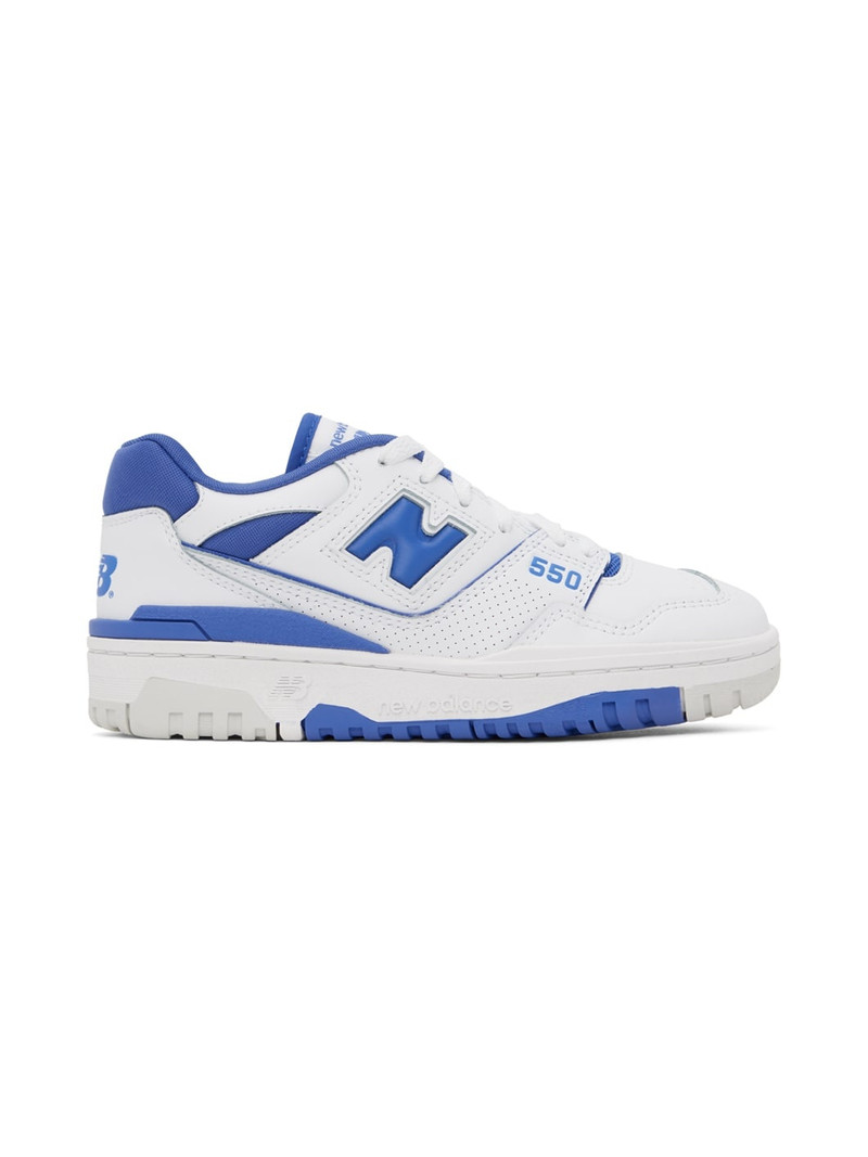 White & Blue 550 Sneakers - 1