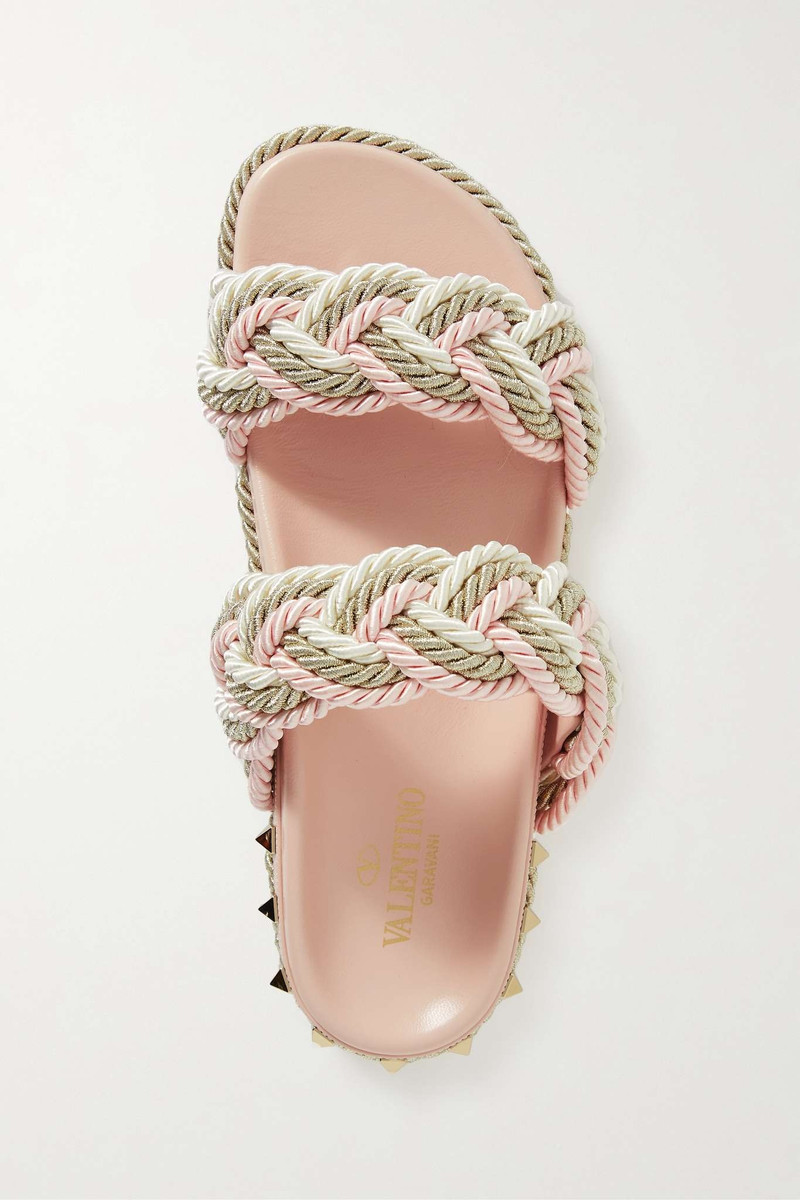 Valentino Garavani Rockstud Torchon braided rope sandals 5