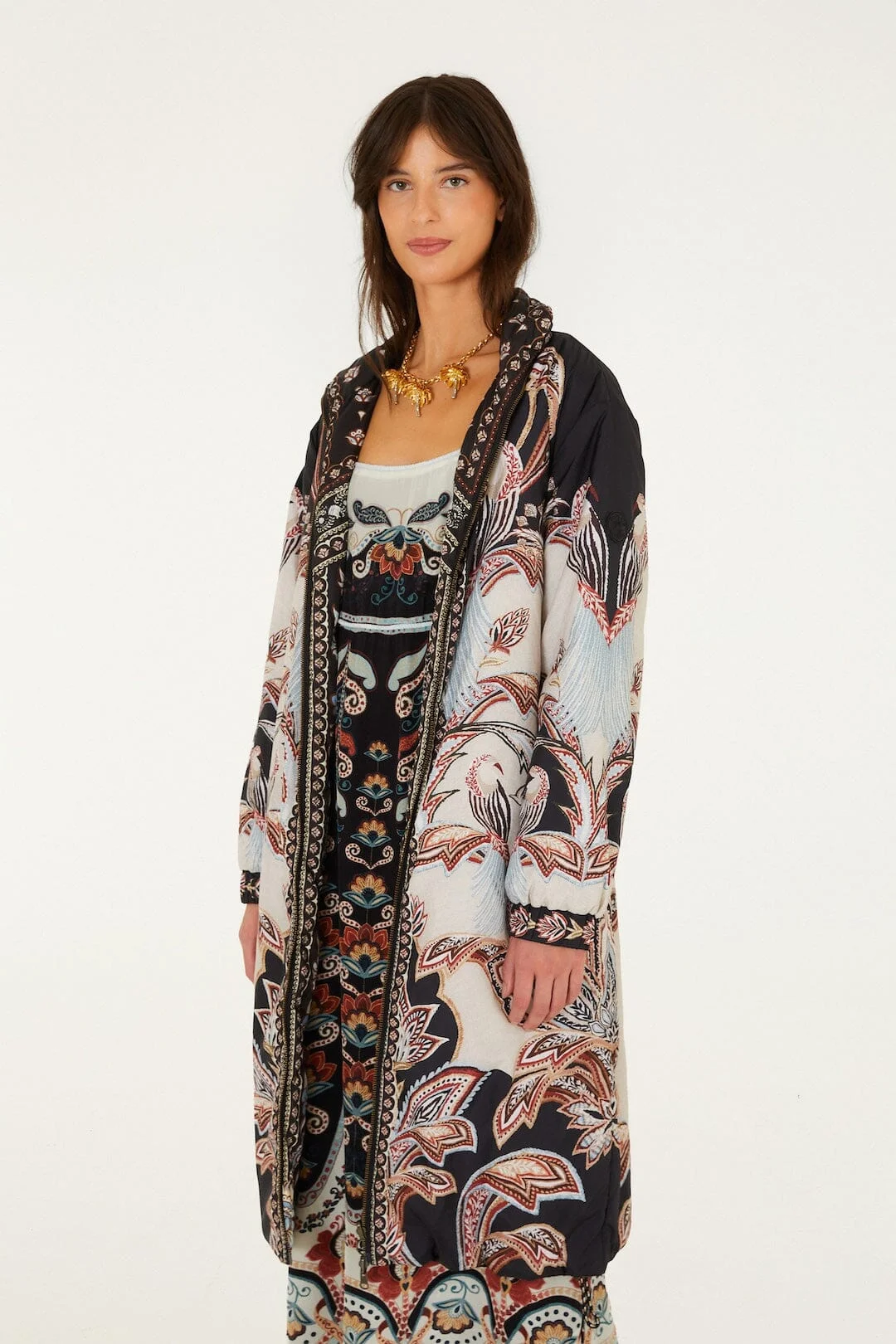 Tapestry Dream Reversible Midi Puffer Jacket - 1