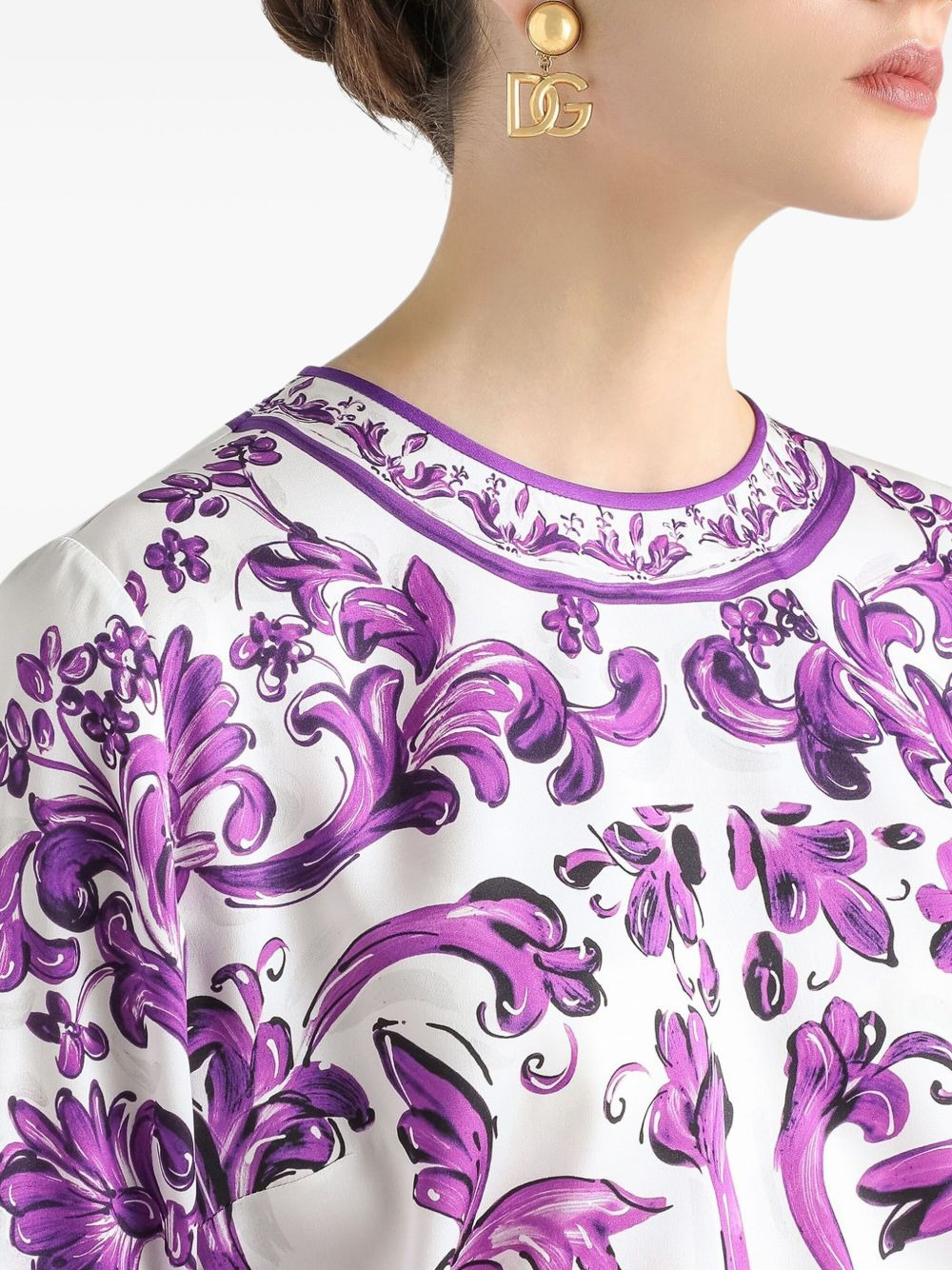 Majolica-print mini dress - 4