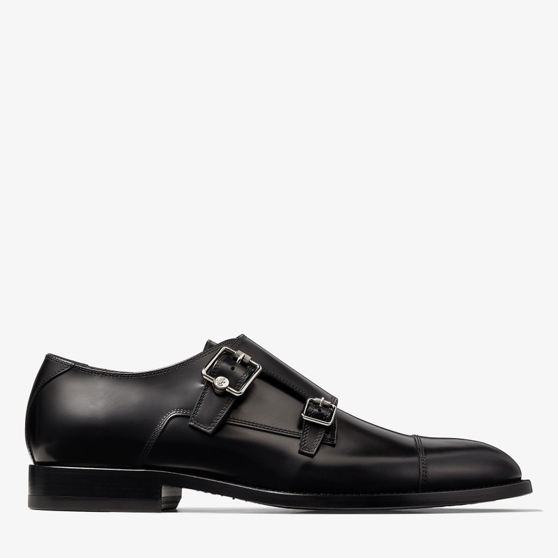 Finnion Monkstrap Black Brush Off Leather Monk Strap Shoes 1