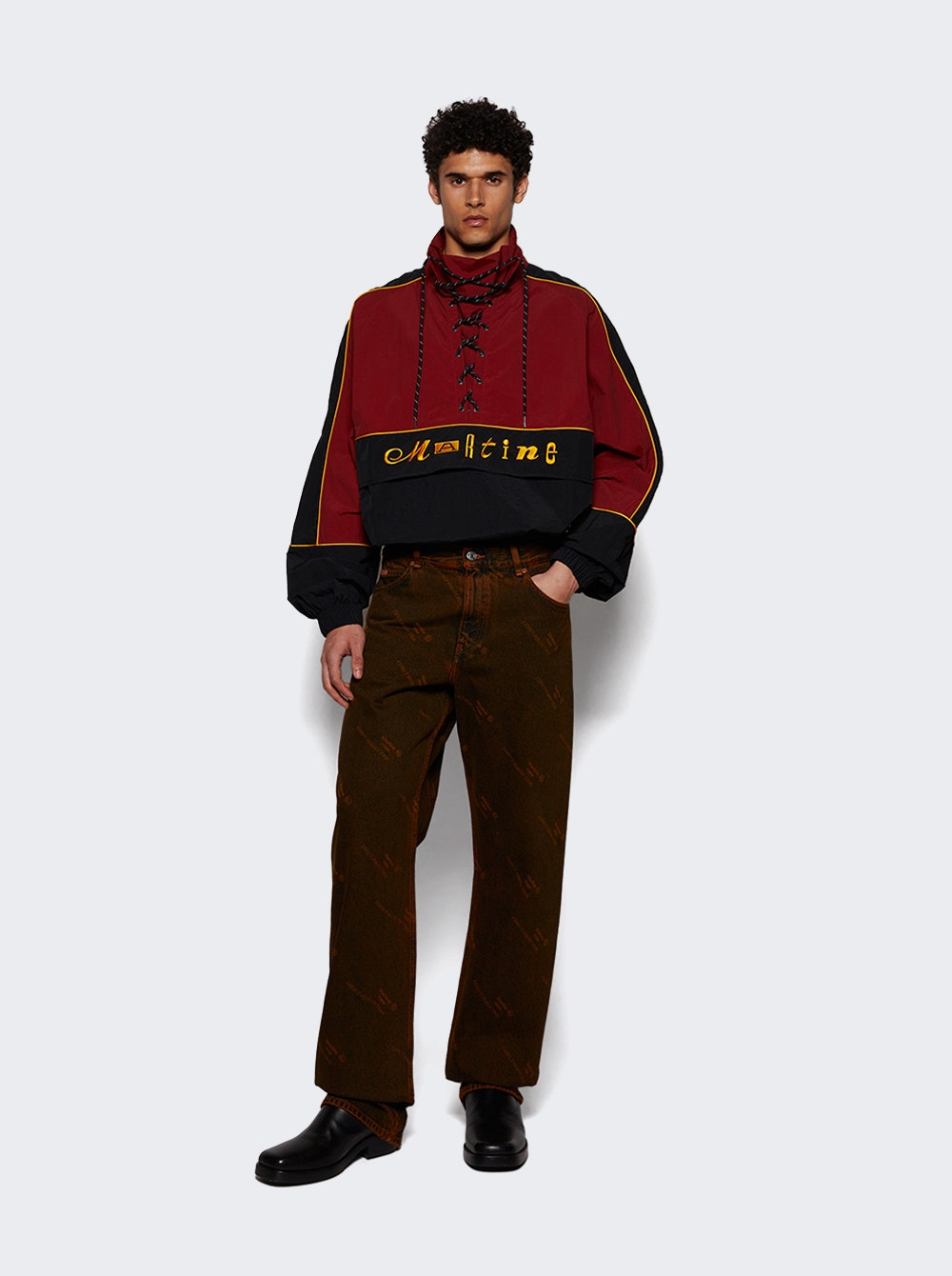 Lace Up Pullover Black And Burgundy - 5