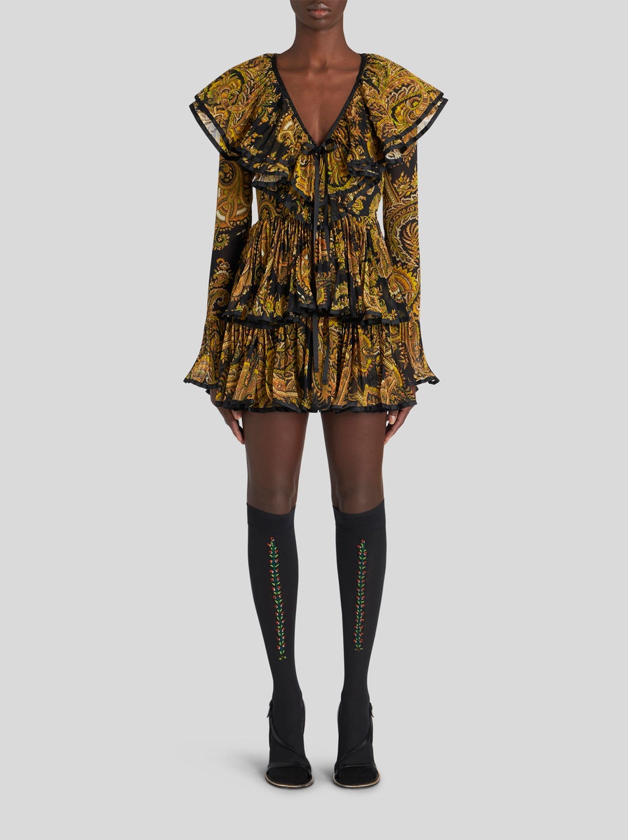 PAISLEY MINI DRESS WITH FLOUNCES - 3