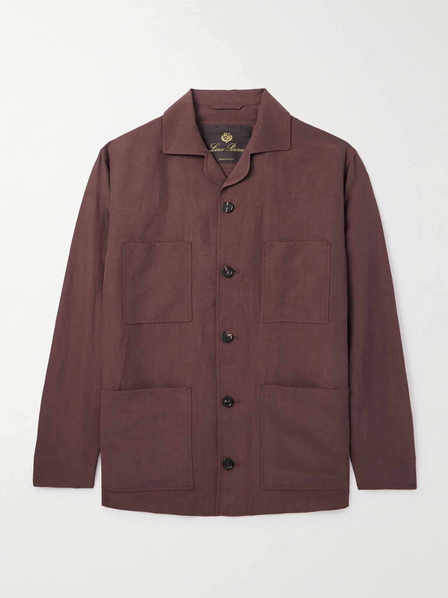 Joele Linen and Silk-Blend Overshirt Brown - 1