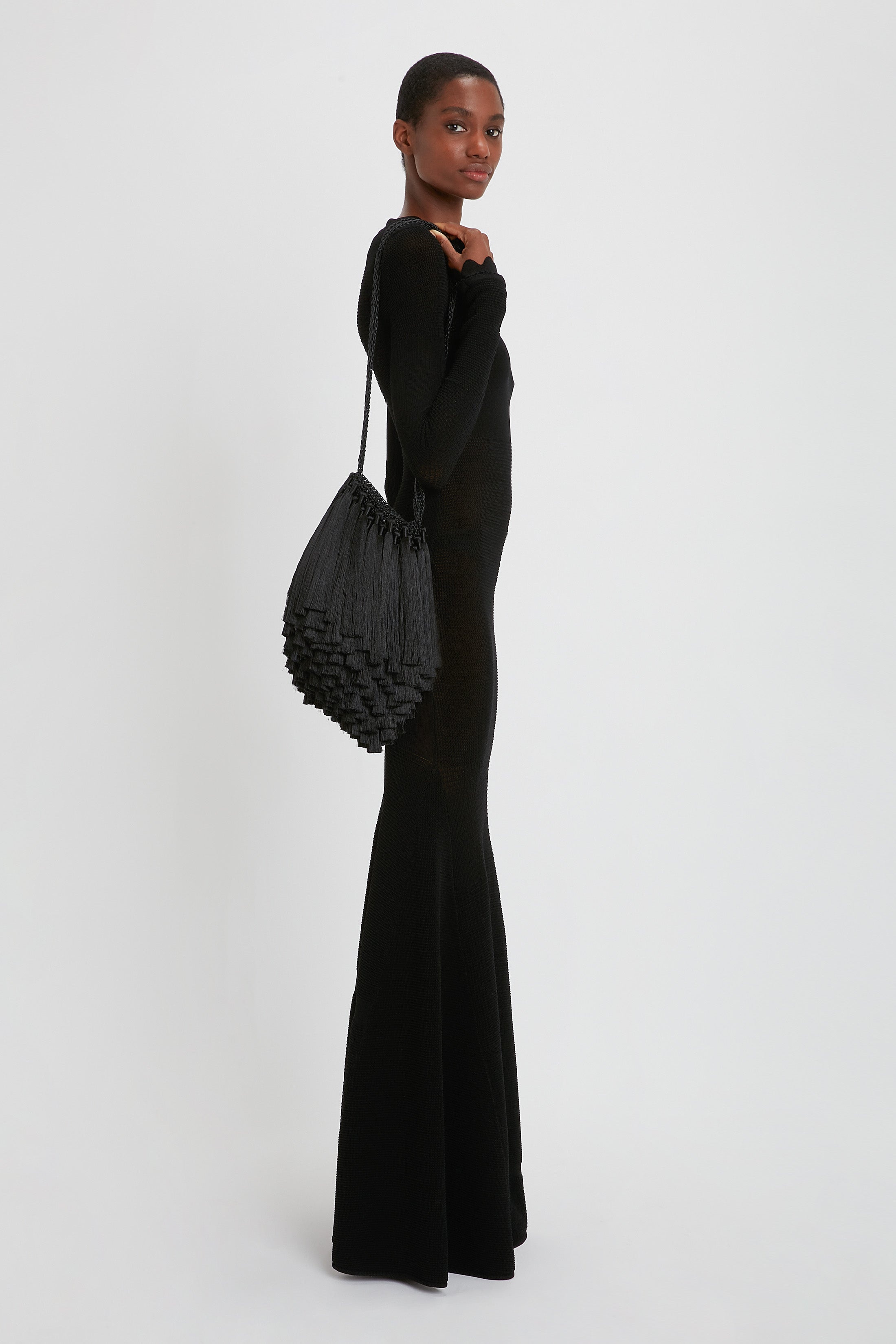 Mini Tassel Pouch in Black - 6