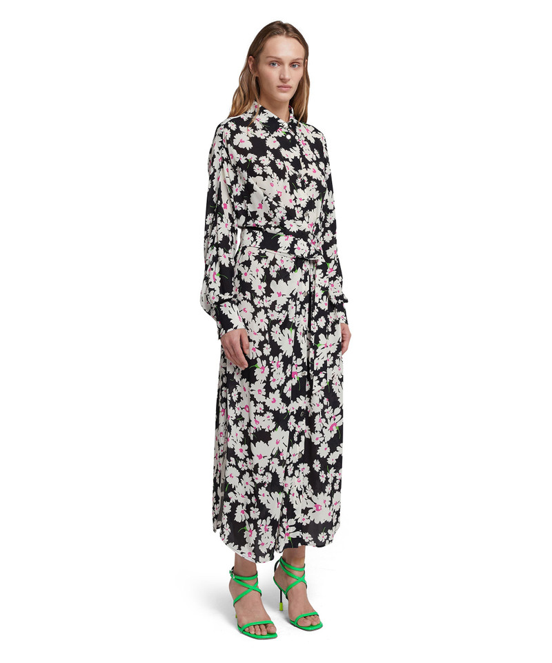 Fluid fabric chemisier shirt dress with daisy print 4