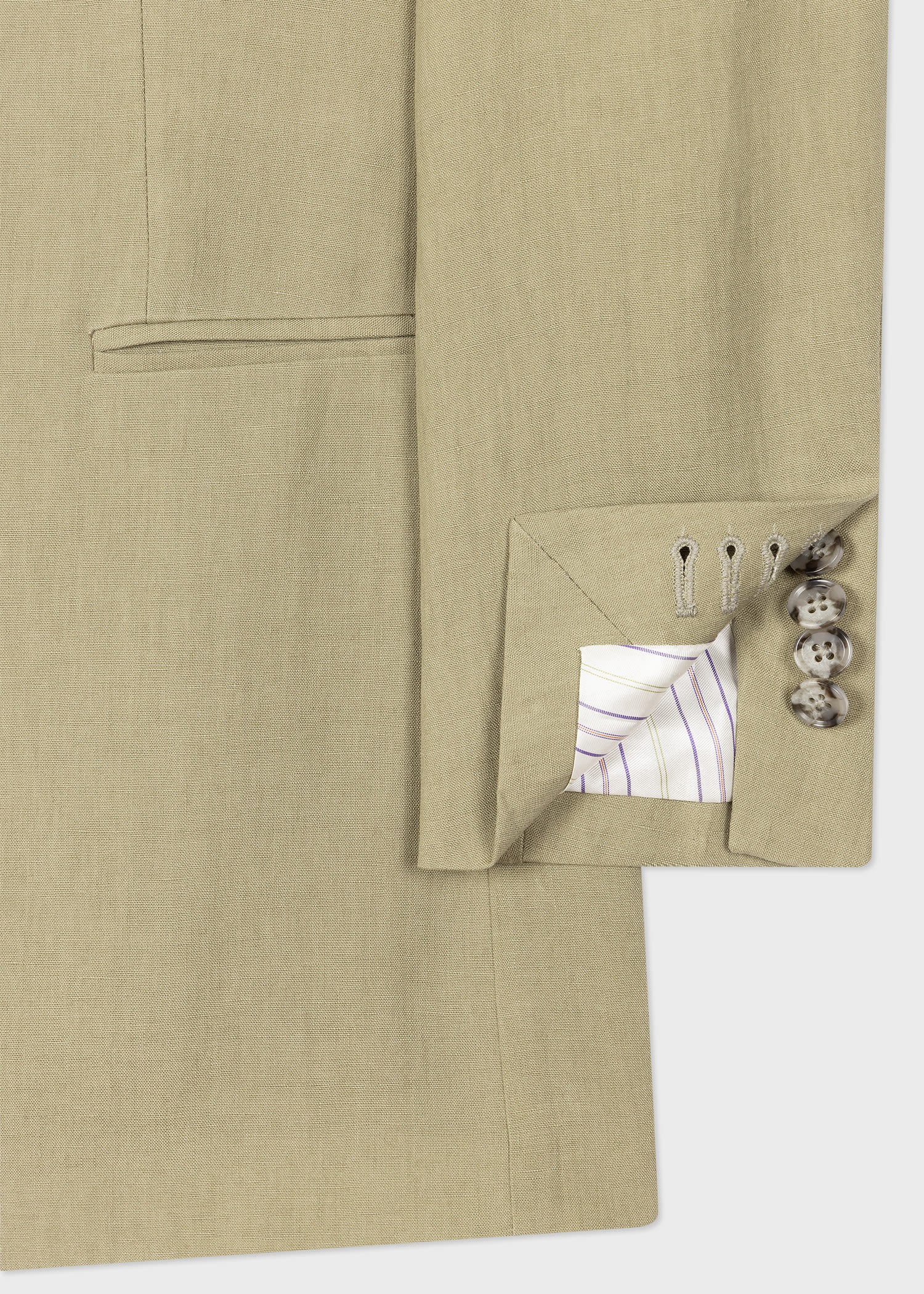 Pale Khaki Linen One-Button Blazer - 3