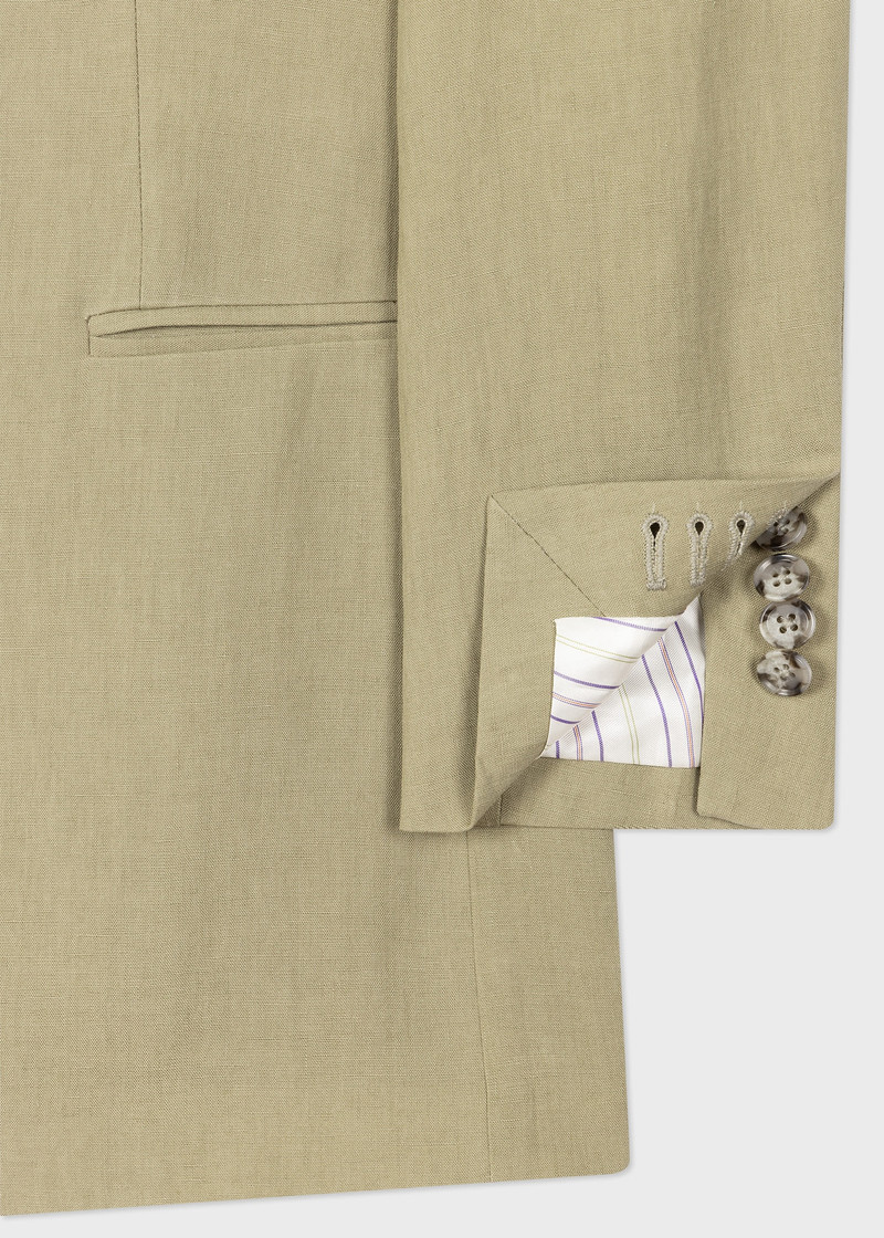 Pale Khaki Linen One-Button Blazer 3