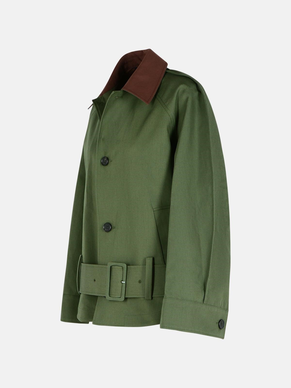 'ROUNDED' GREEN COTTON BOMBER JACKET - 2