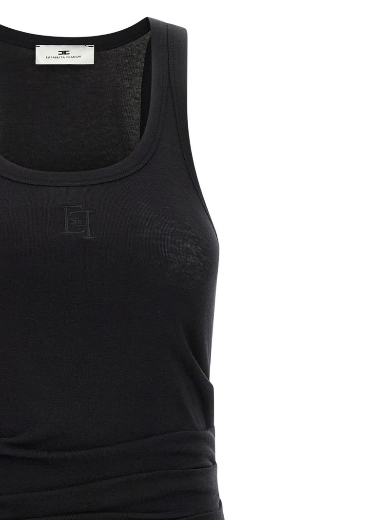 logo-embroidery draped midi dress 3