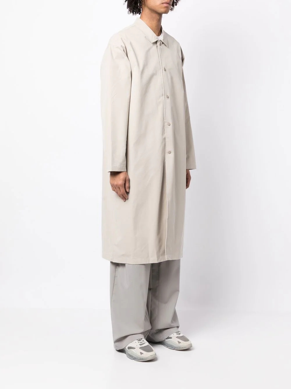 cotton-blend buttoned trench coat - 3