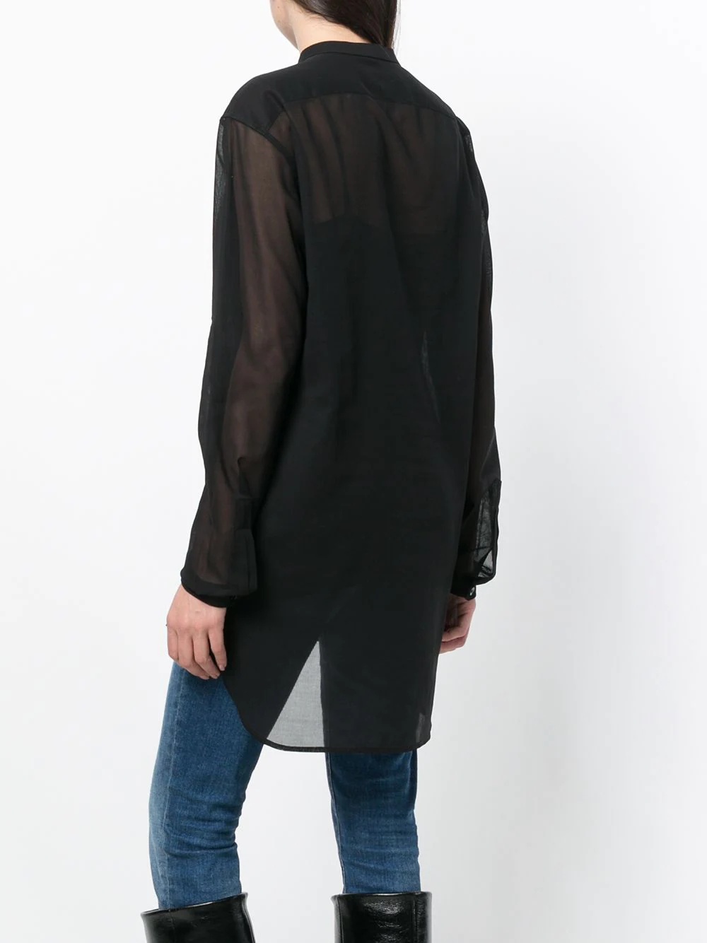sheer long-sleeve shirt - 4