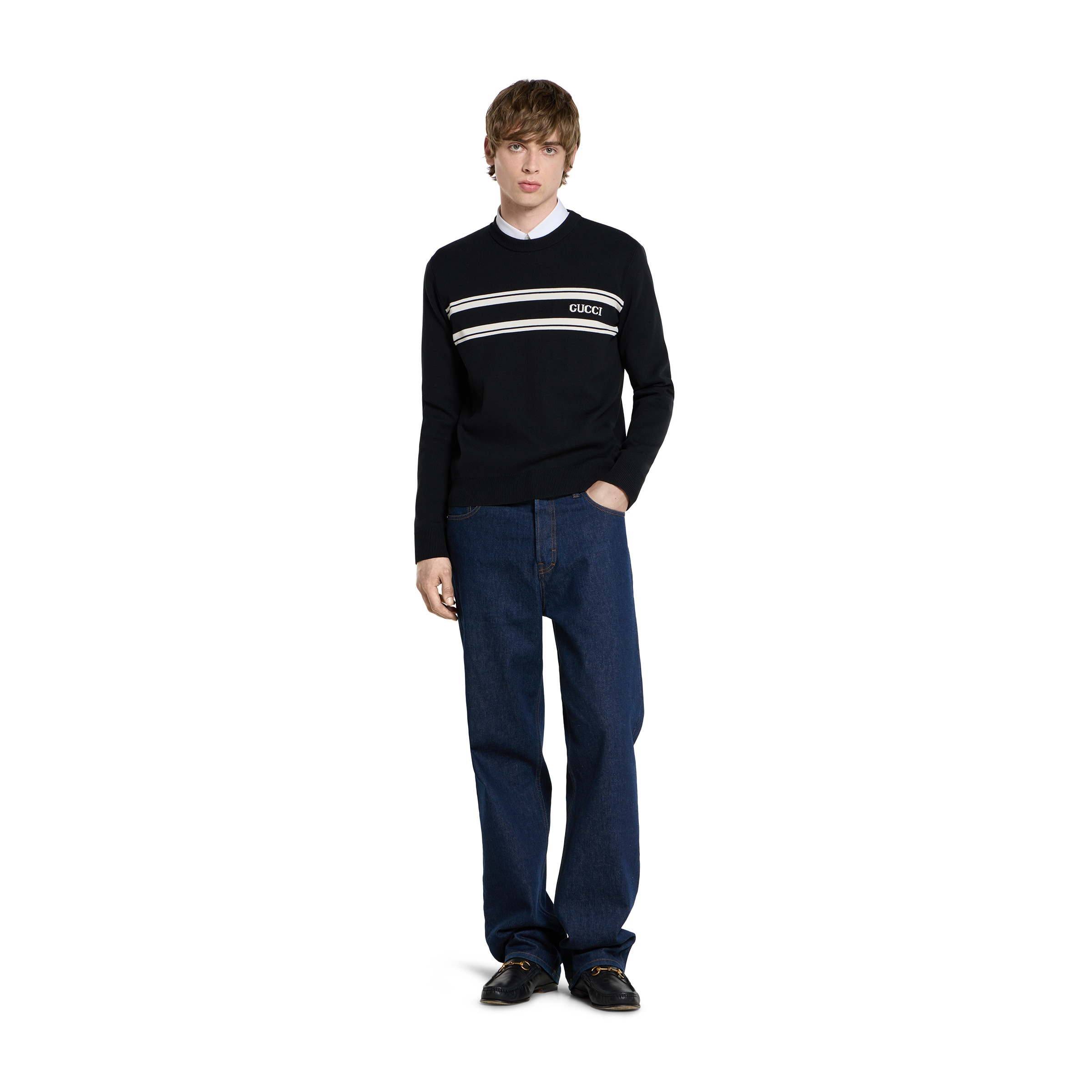 Silk cotton sweater with intarsia - 2