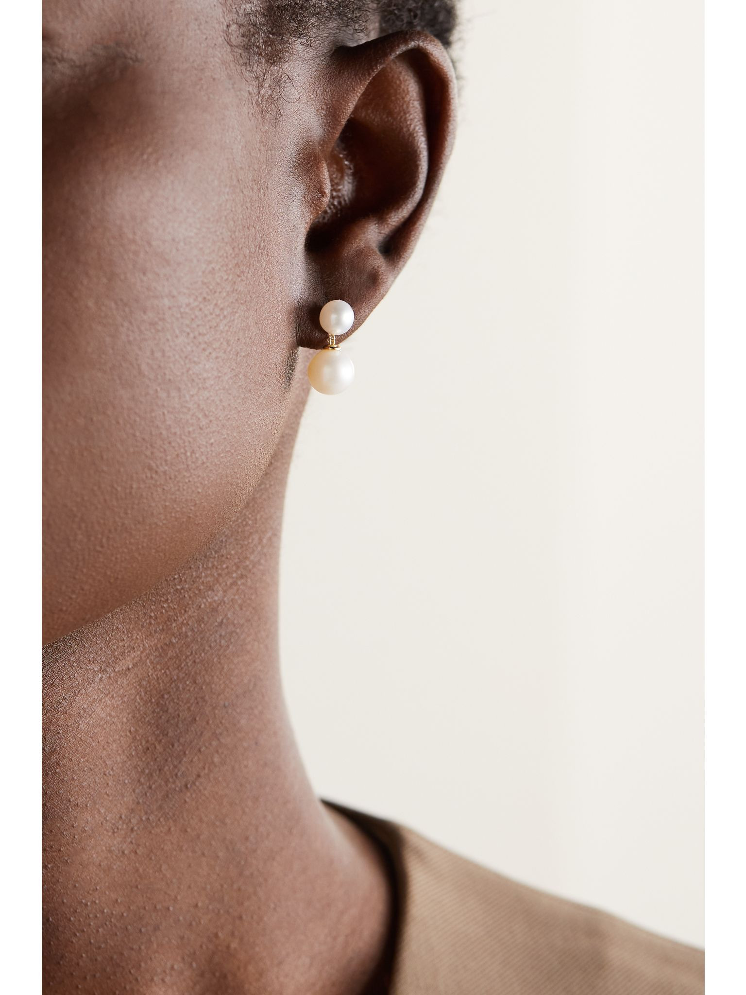 Duo 14-karat gold pearl earrings Gold - 2
