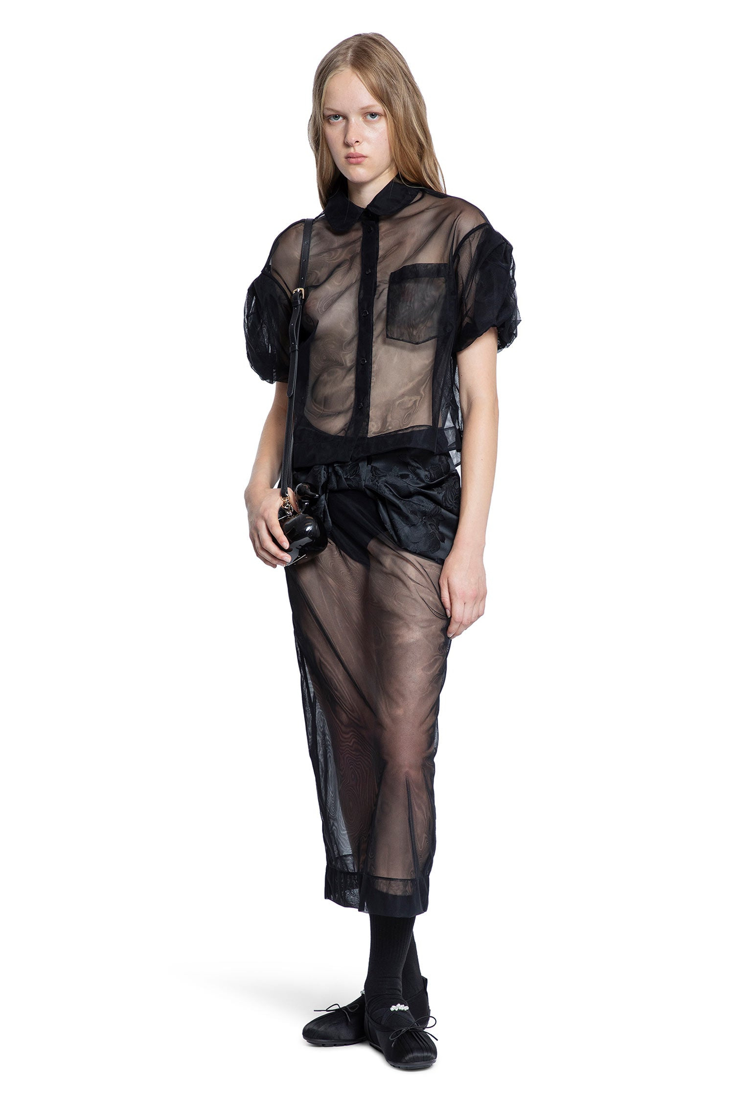 Sheer-Cropped-Puff-Bow-Sleeve-Shirt - 5