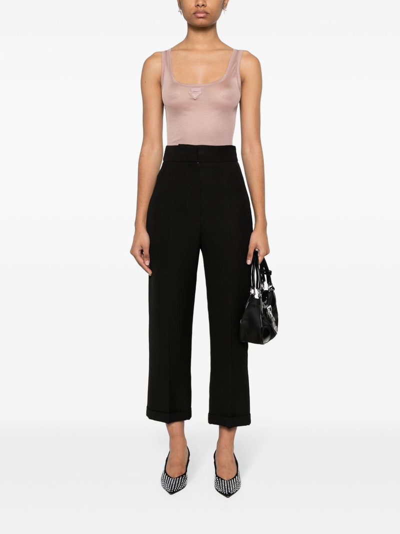 Prada triangle-appliqué silk top outlook