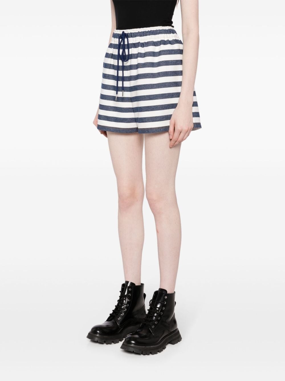 stripe-print drawstring shorts - 3