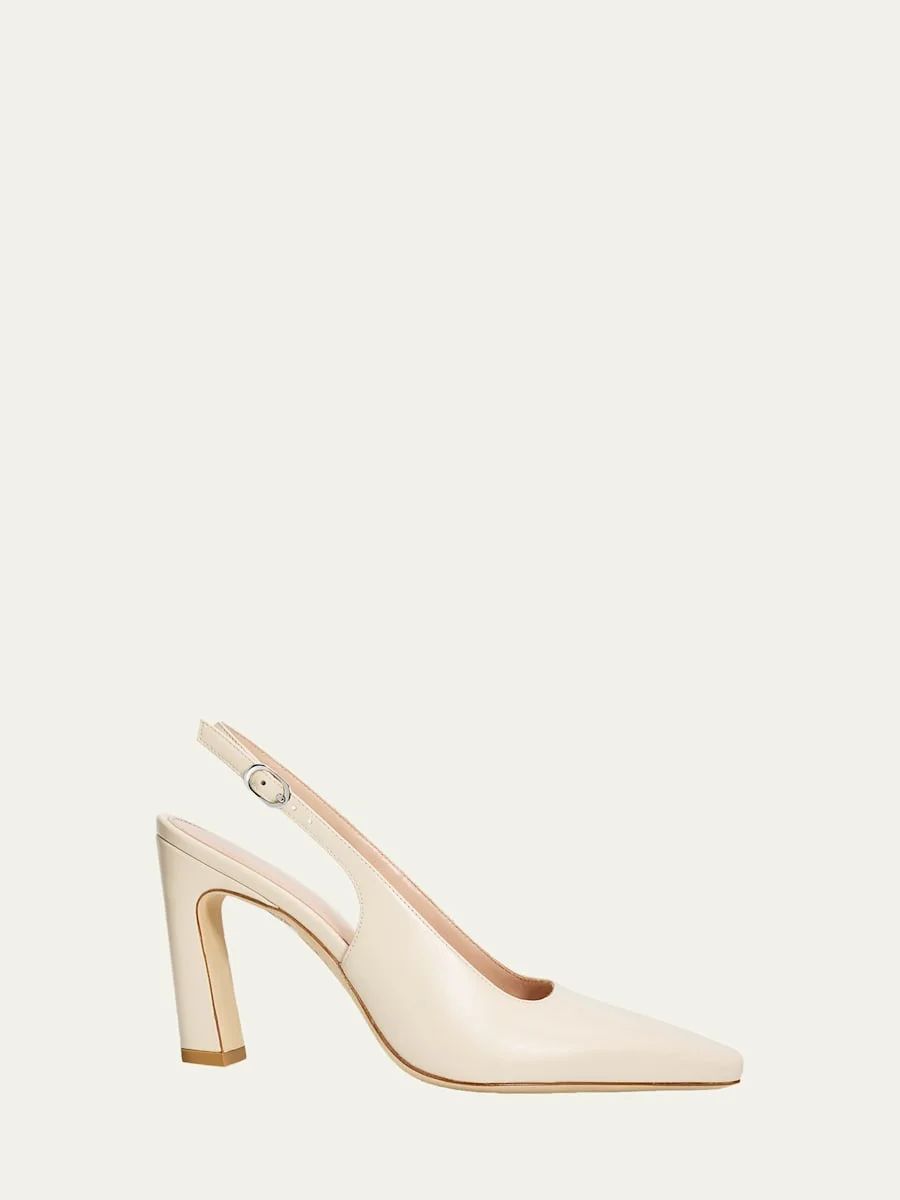 85mm Stassi Leather Slingback Pumps - 1