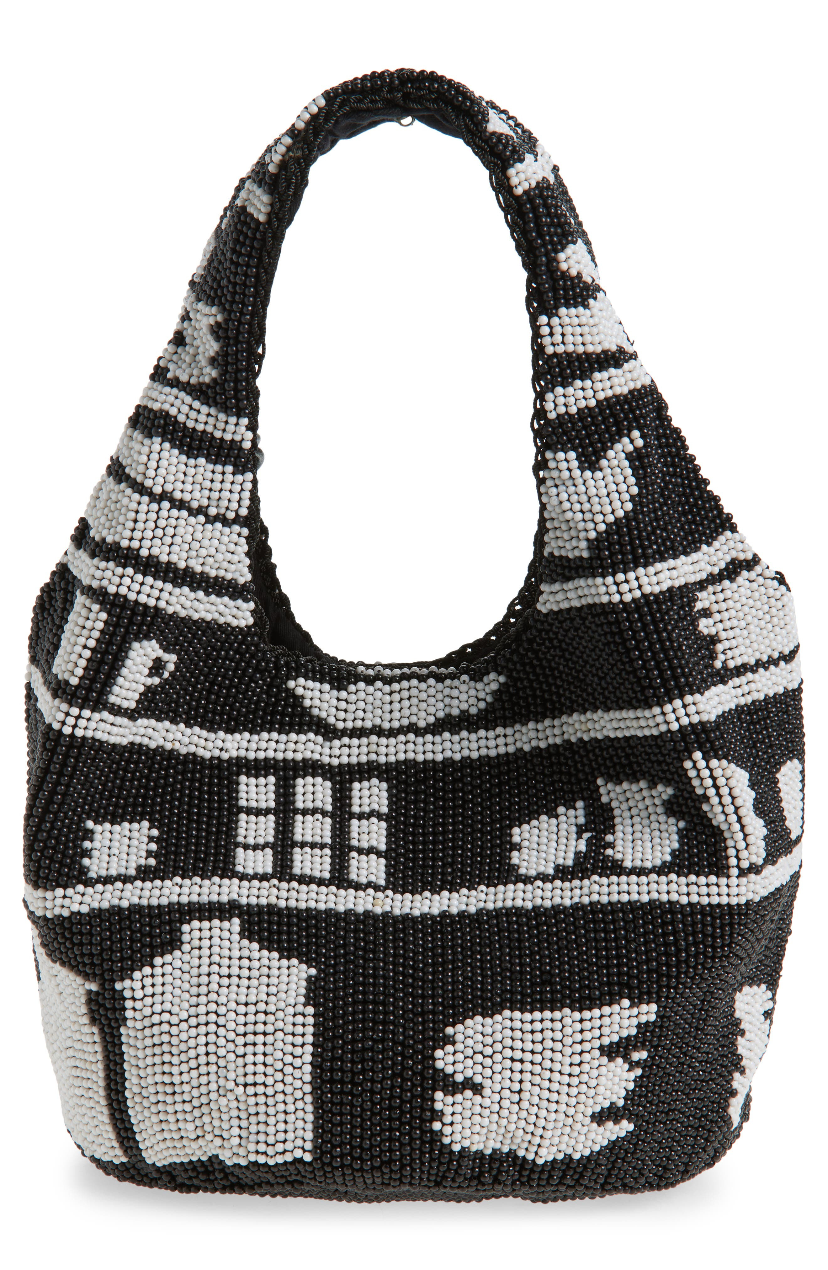 JW Anderson Mini Beaded Shopper Bag in Black/White at Nordstrom - 3