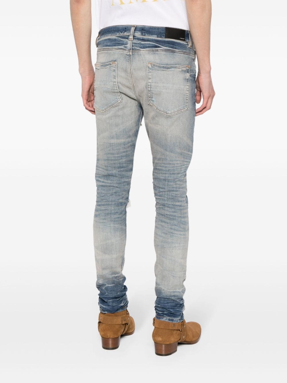 distressed slim-cut jeans - 4