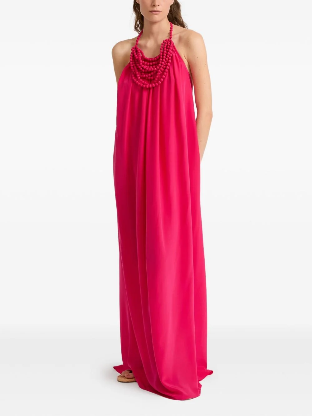 beaded-neckline crepe maxi dress - 1