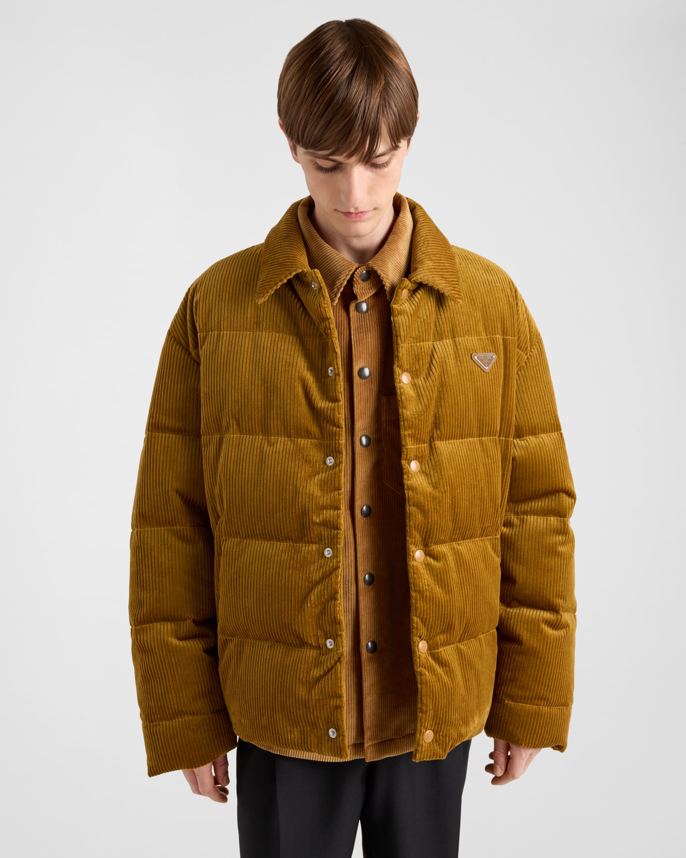 Cropped corduroy down jacket - 3