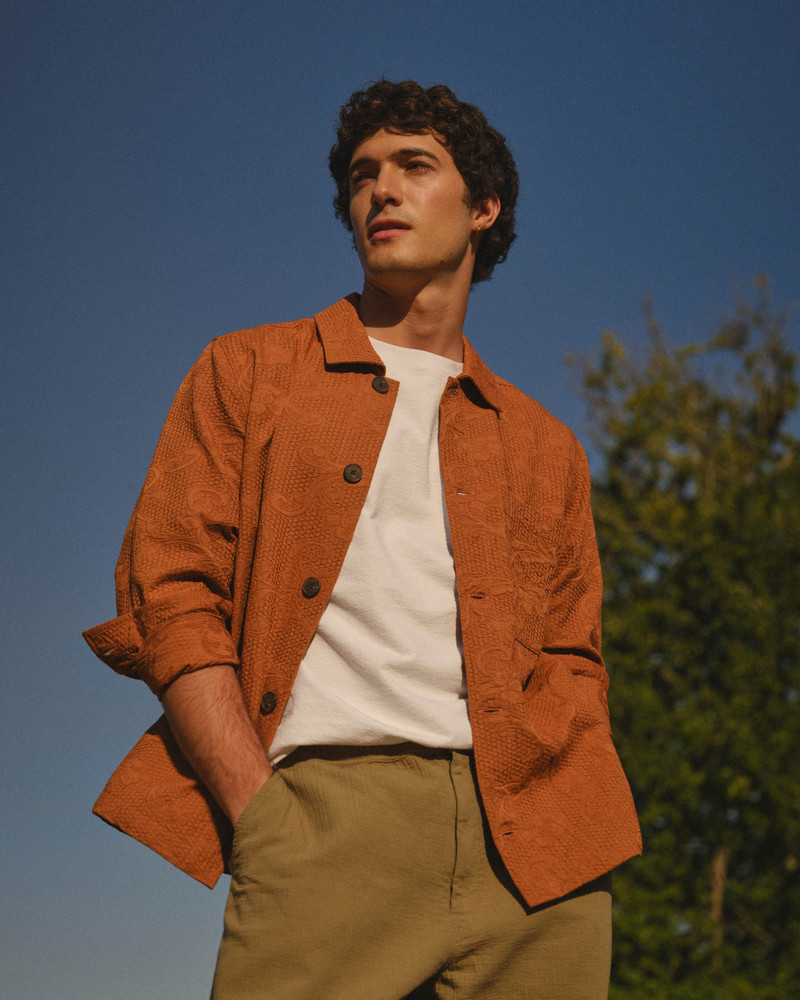 Rockley - Rust Honeycomb Jacquard Overshirt 3