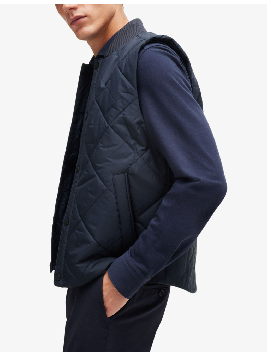 Diamond-quilt regular-fit recycled-polyester gilet - 3