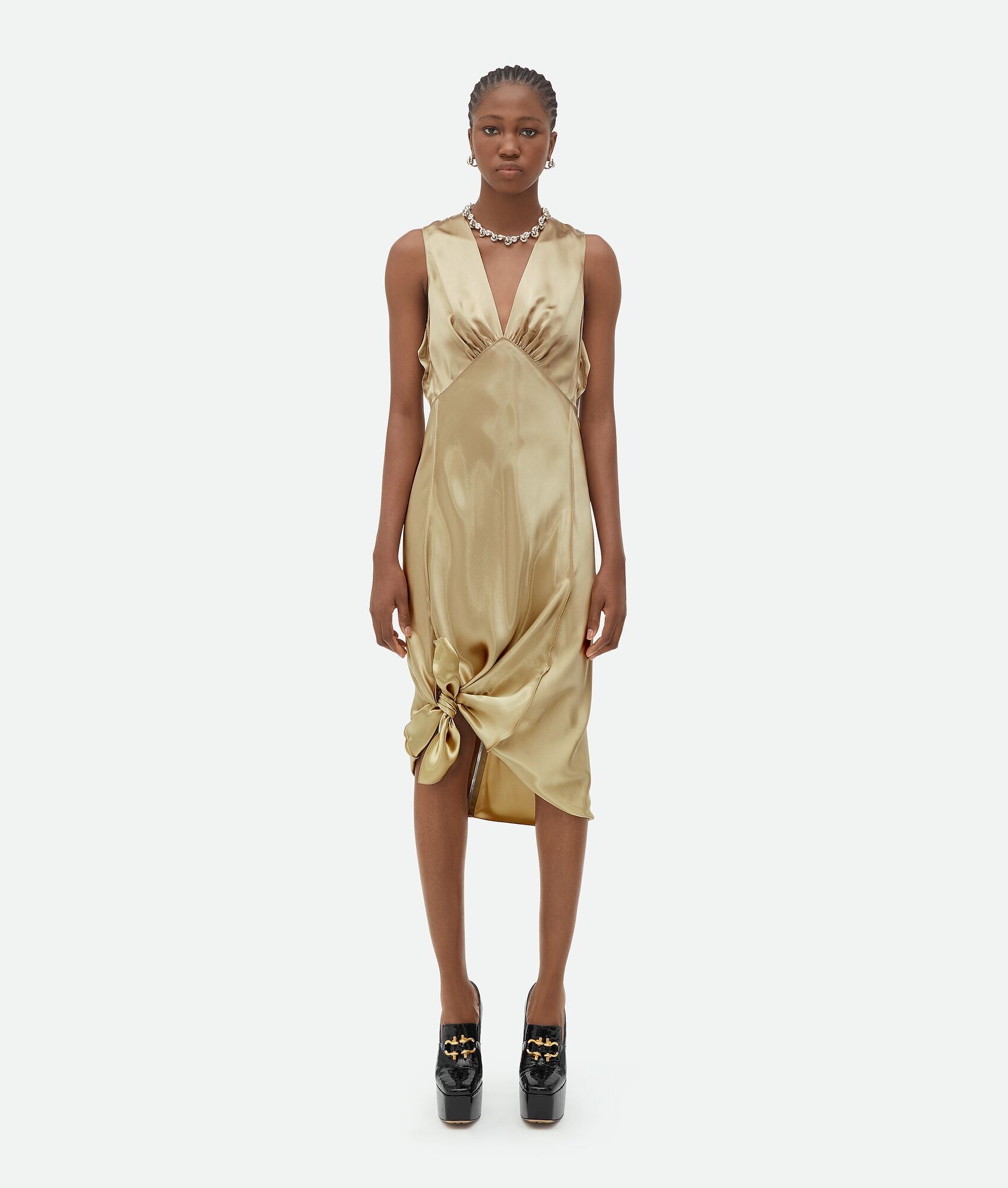 ワンピース Bottega Veneta Gold polyester blend dress Bottega Veneta Bottega Veneta Woman Gold Polyester Blend