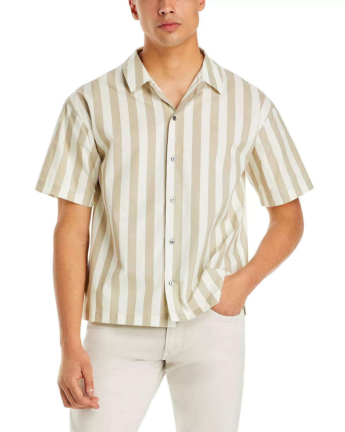 Printed Button Front Short Sleeve Camp Shirt - 1