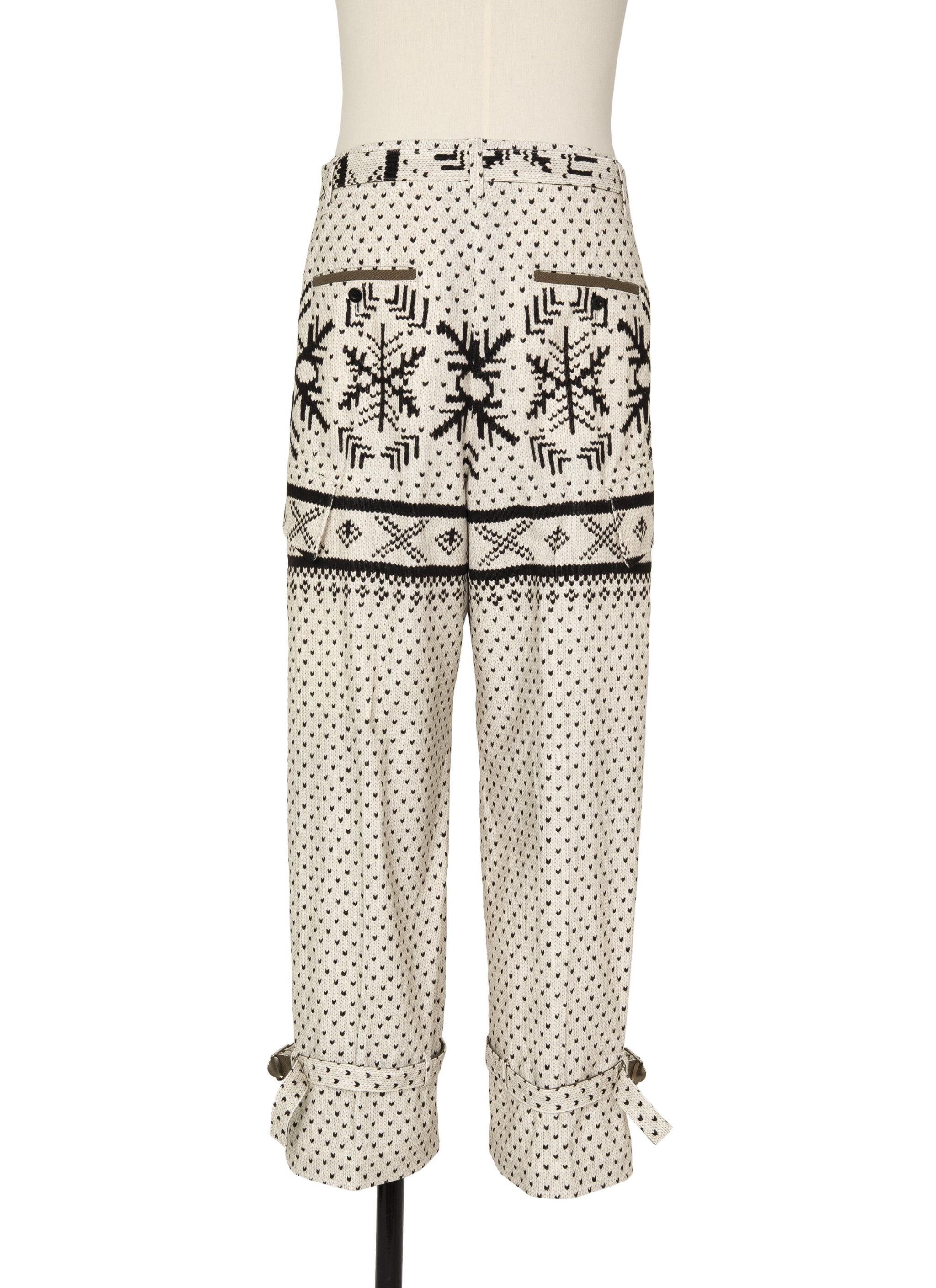 Pattern Knit Print Pants - 4