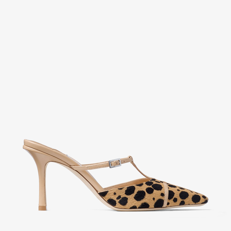Gloria Mule 85 Natural Cheetah Print Pony Leather Mules 1
