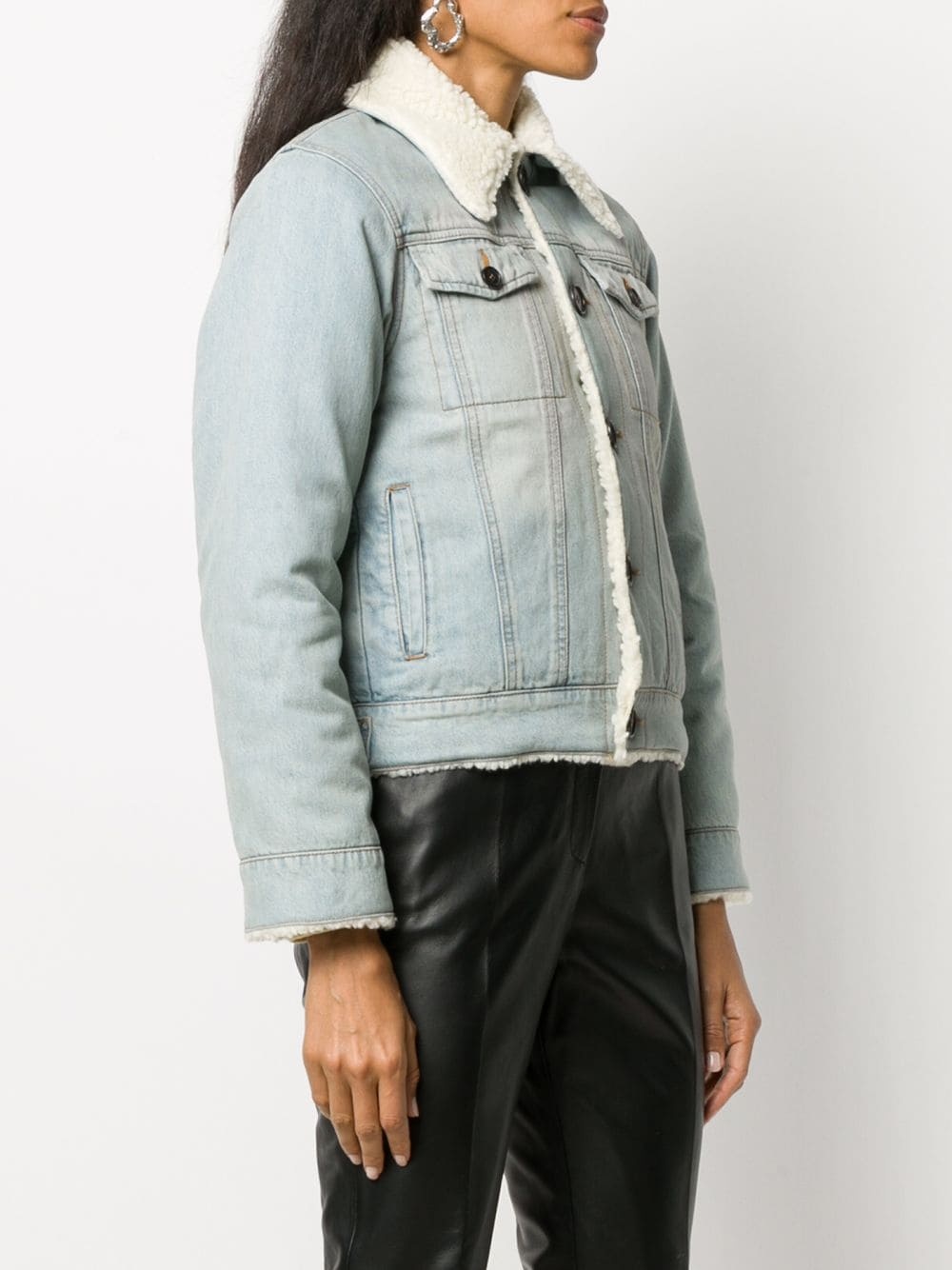 shearling-lined denim jacket - 3