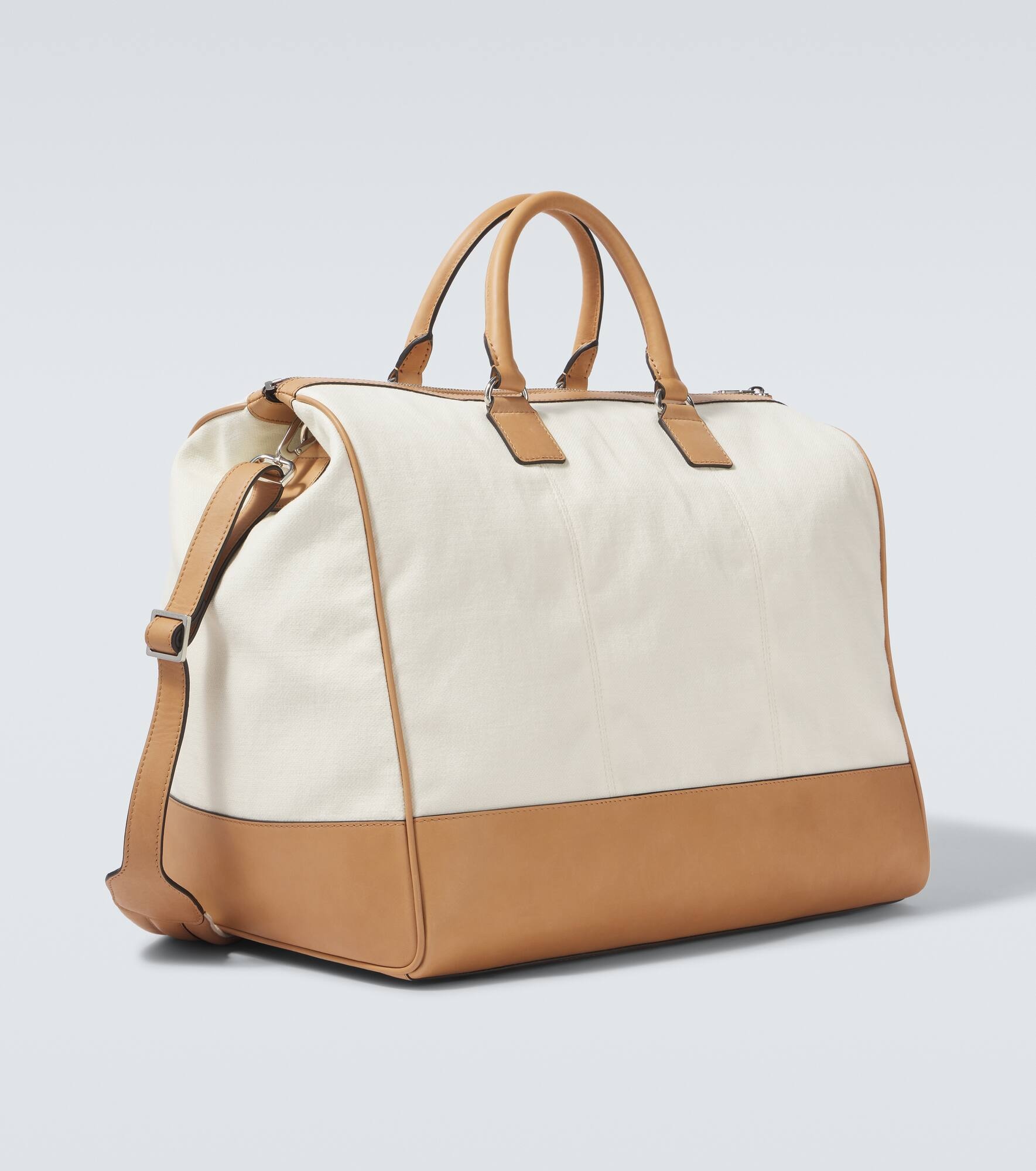 Leather-trimmed canvas duffel bag - 5
