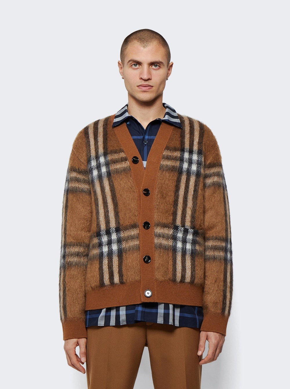 Danmore Wool Cardigan Dark Birch Brown Check - 3