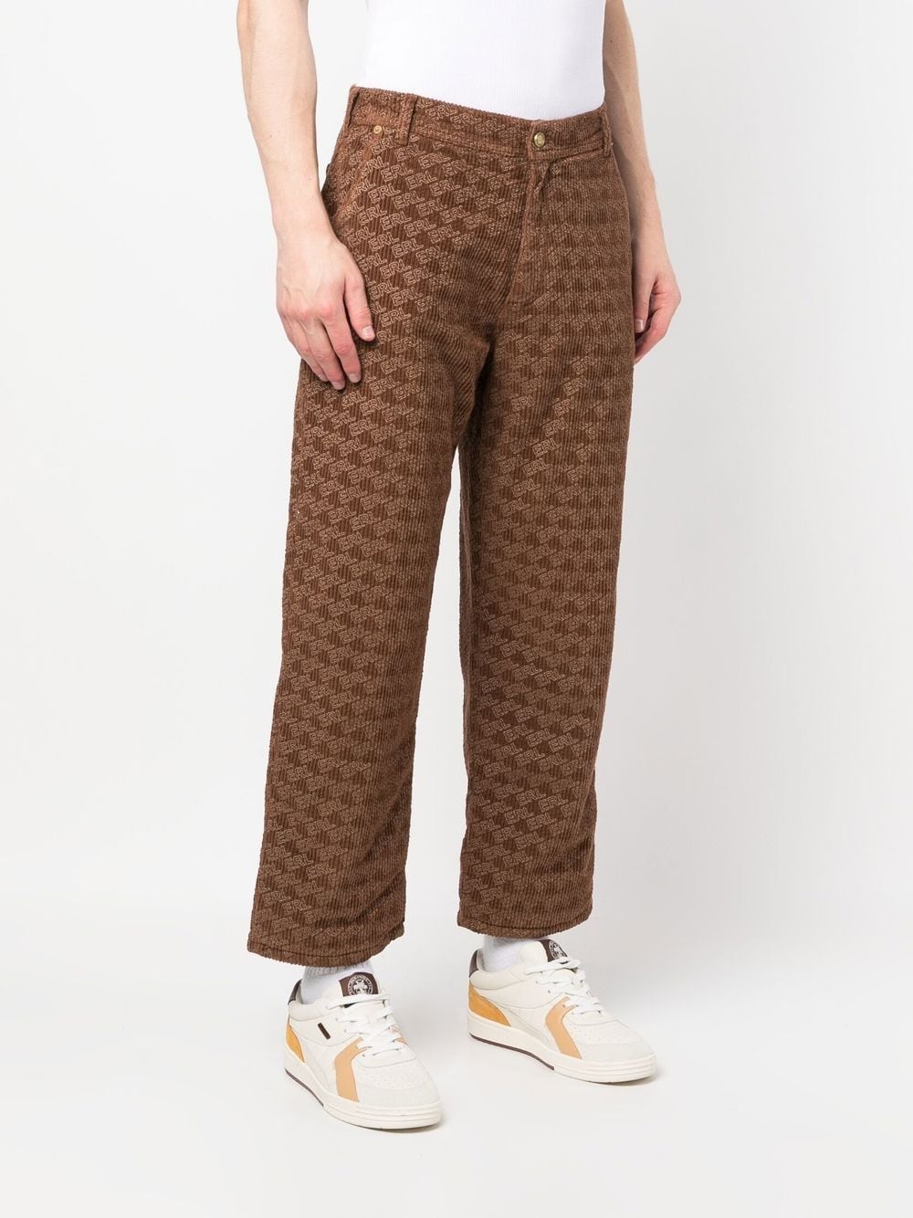 graphic-print corduroy trousers - 3