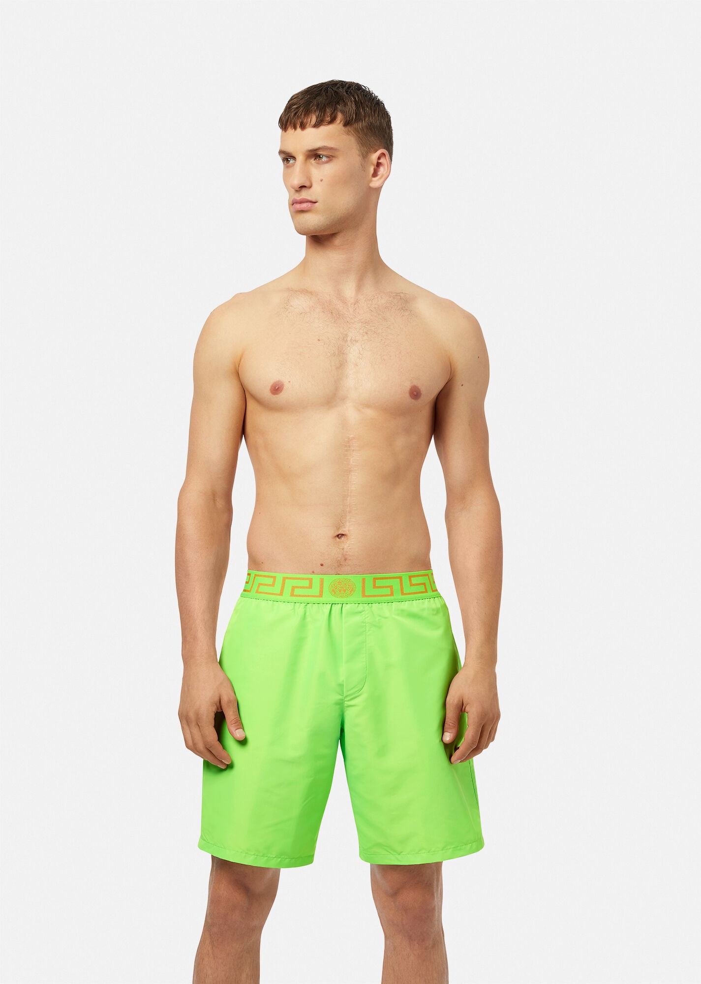 Mid-length Greca Border Swim Shorts - 2