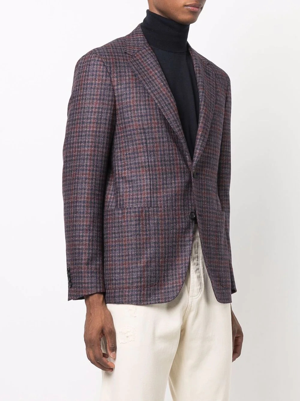 single-breasted checked blazer - 3