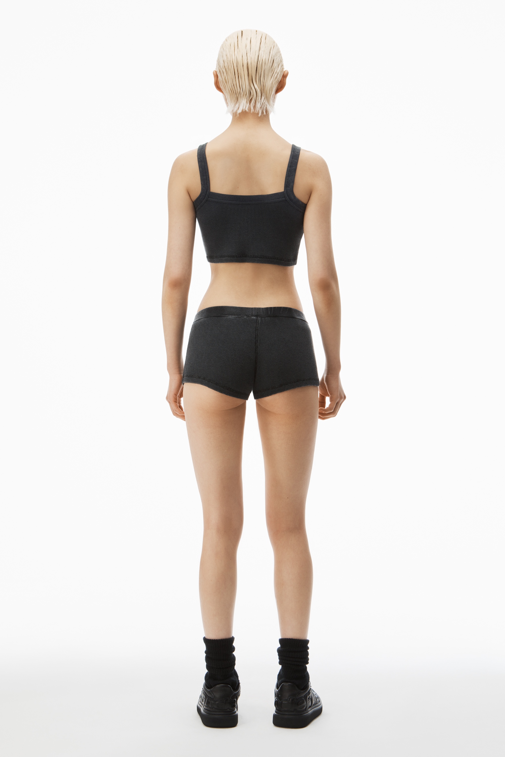 boy short in waffle-knit cotton stretch - 4