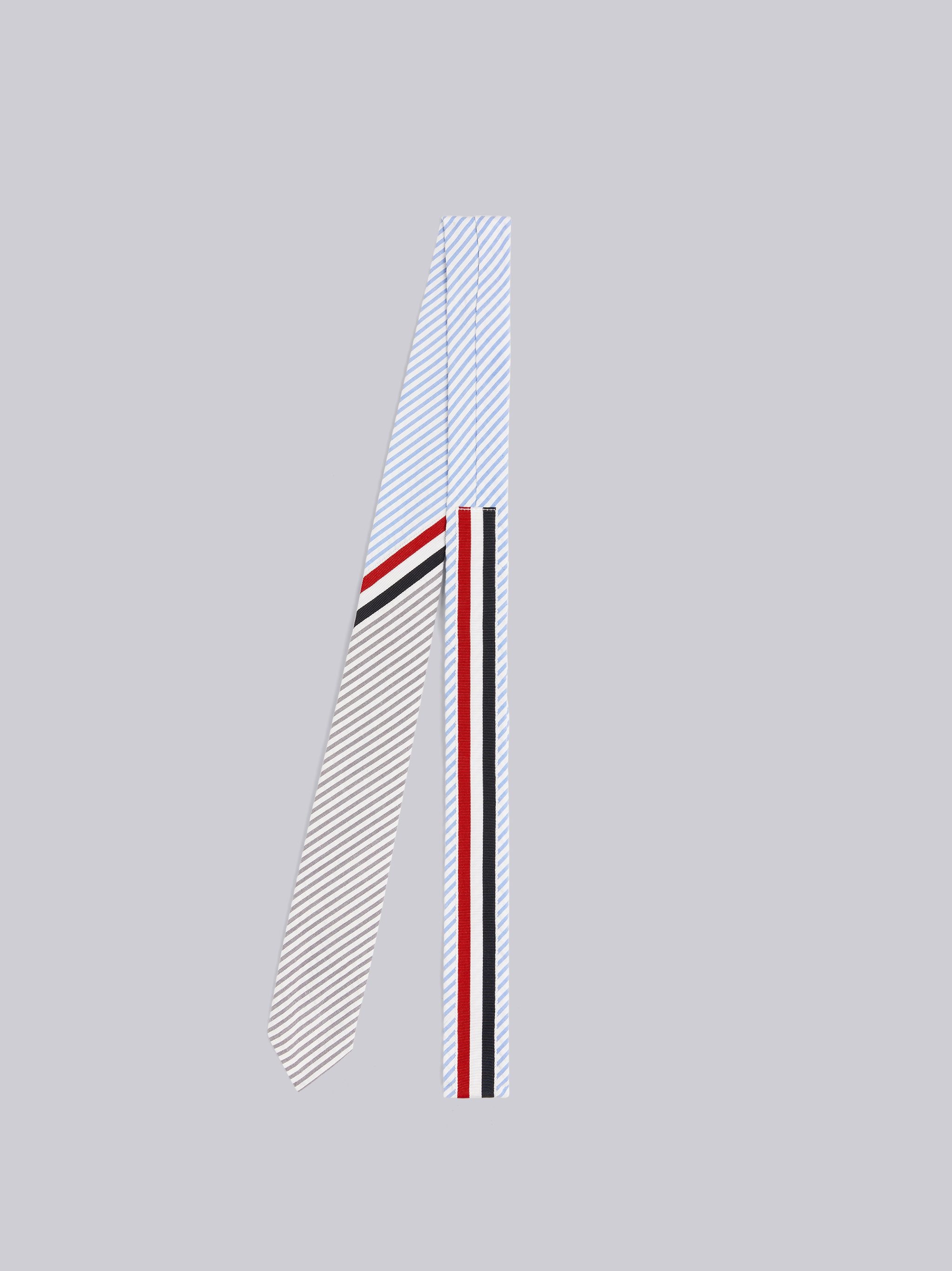 Light Blue Funmix Cotton Seersucker Diagonal Stripe Classic Tie - 3