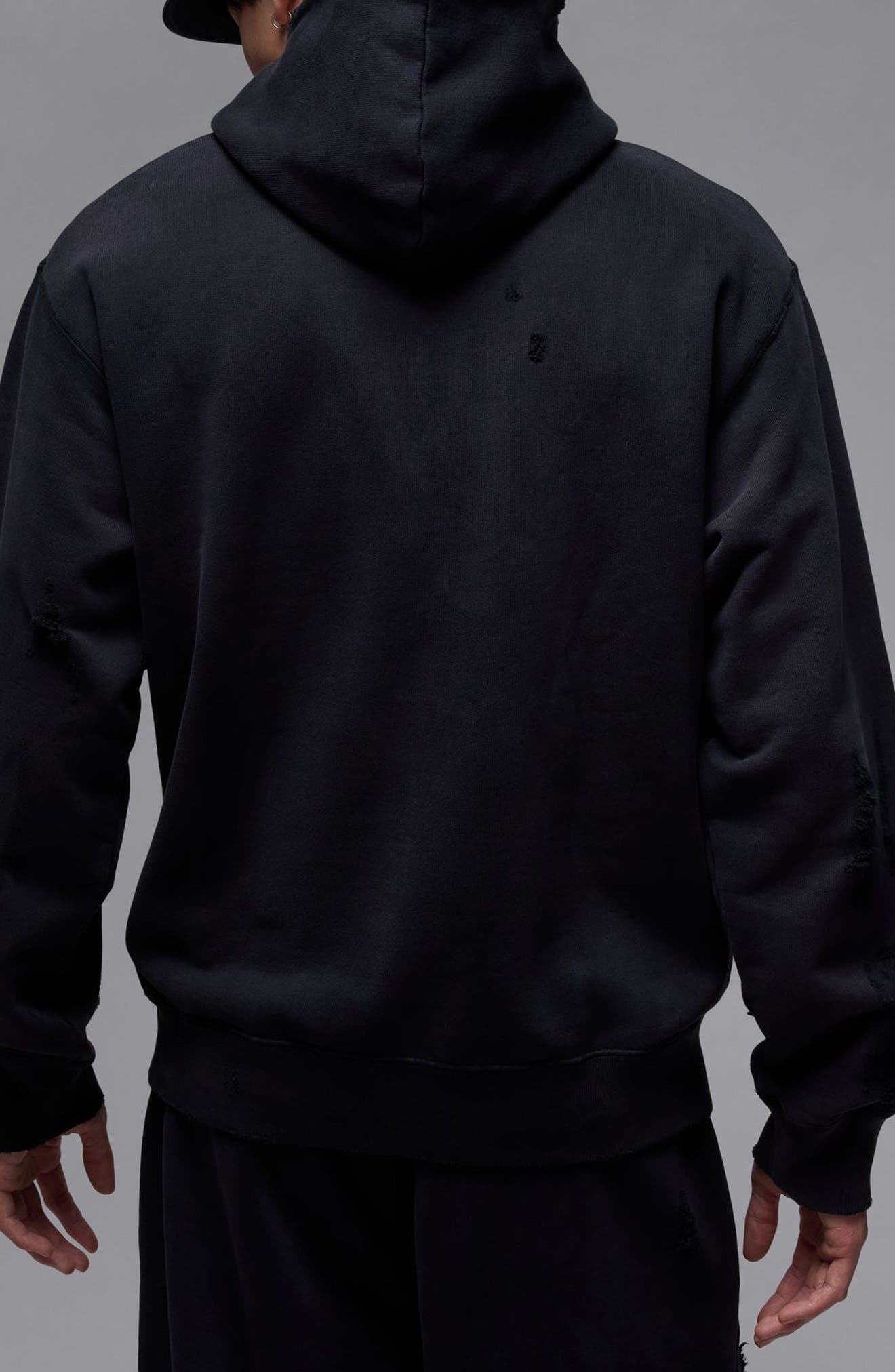Jordan Rare Air Oversize Distressed Pullover Hoodie in Black at Nordstrom - 2