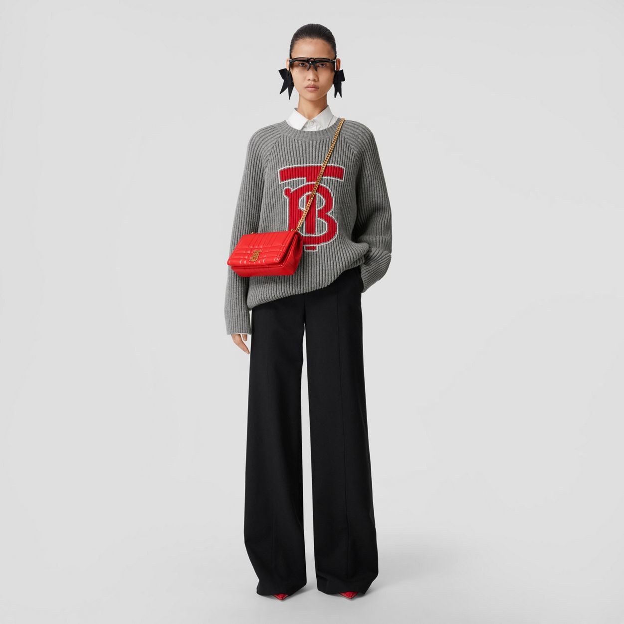 Monogram Motif Intarsia Wool Oversized Sweater - 6